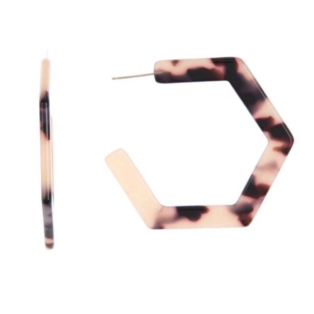 Argento Vivo NWT 50mm Tortoise Geo Hex Earrings